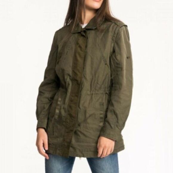 Dana Buchman Army Green Hooded Full Zip Utility Outdoor Jacket - Picture 1 of 9